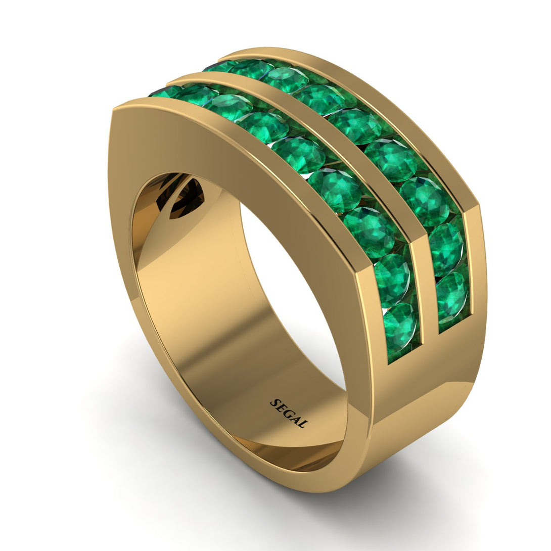 Emerald Double Row Wedding Band - Kai No. 4