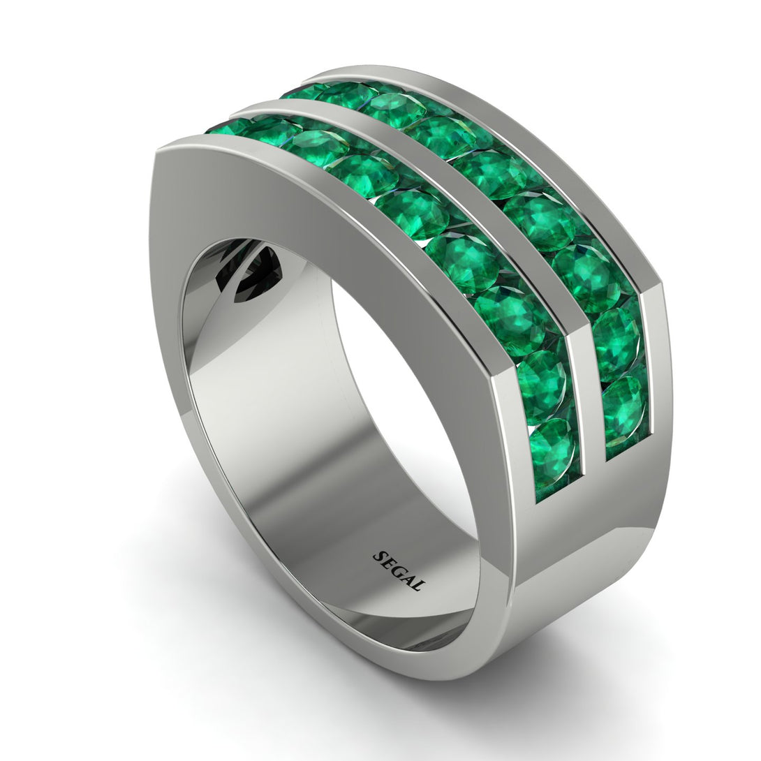 Emerald Double Row Wedding Band - Kai No. 6