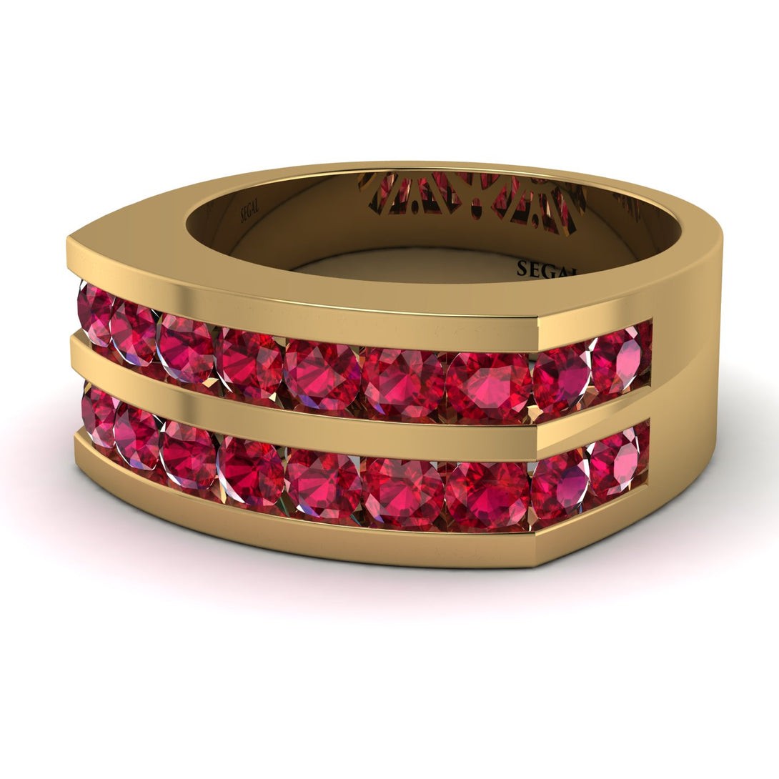 Ruby Double Row Wedding Band - Kai No. 10