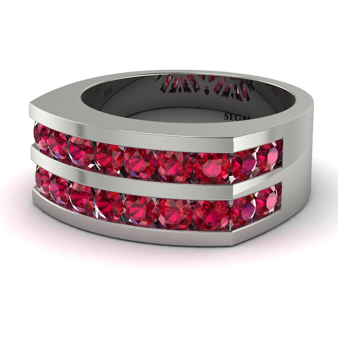 Ruby Double Row Wedding Band - Kai No. 12