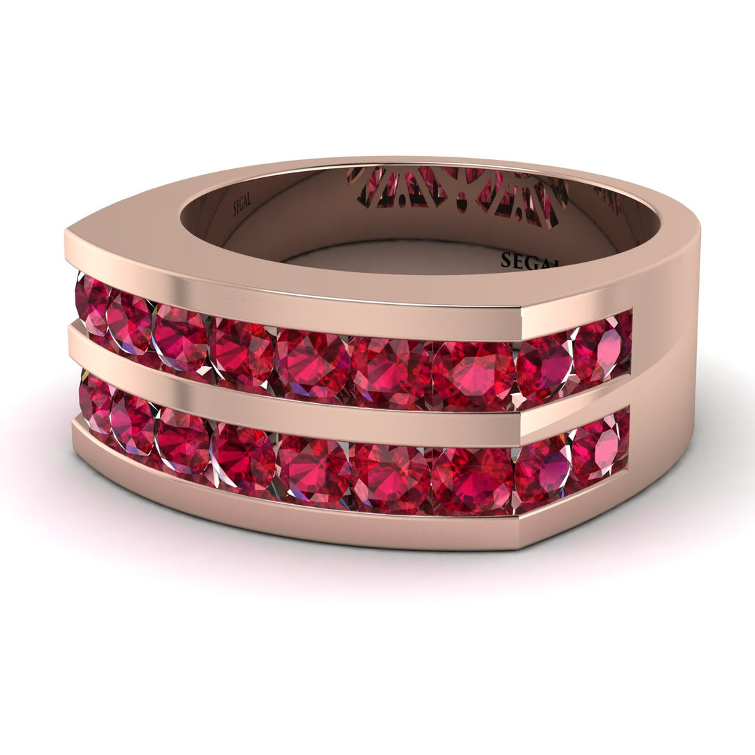Ruby Double Row Wedding Band - Kai No. 11