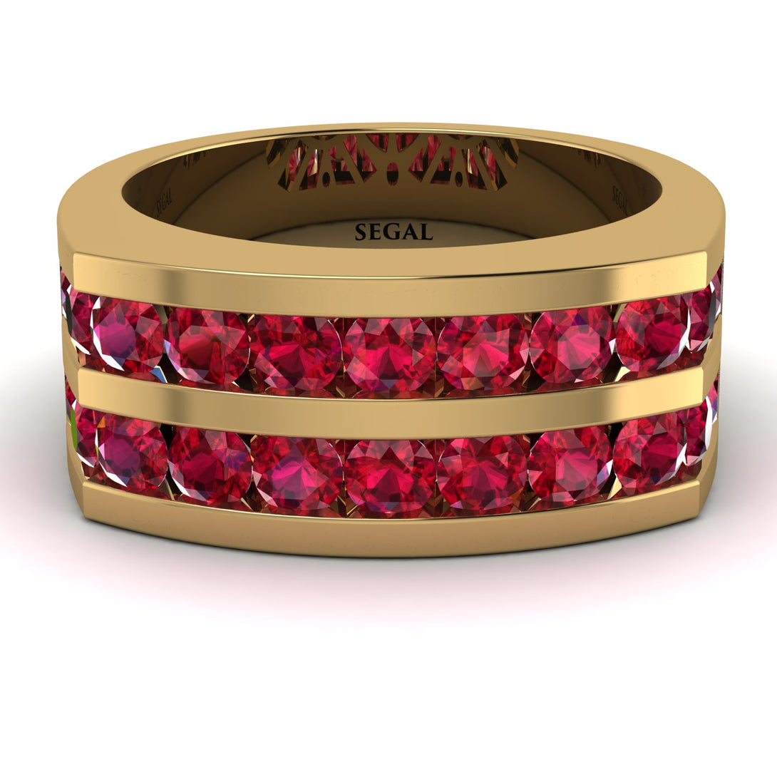 Ruby Double Row Wedding Band - Kai No. 10
