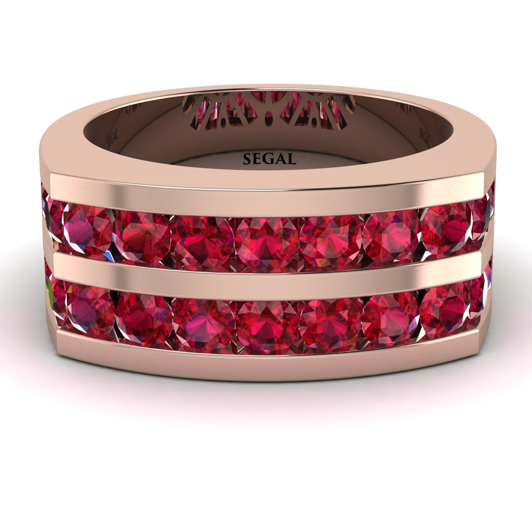 Ruby Double Row Wedding Band - Kai No. 11