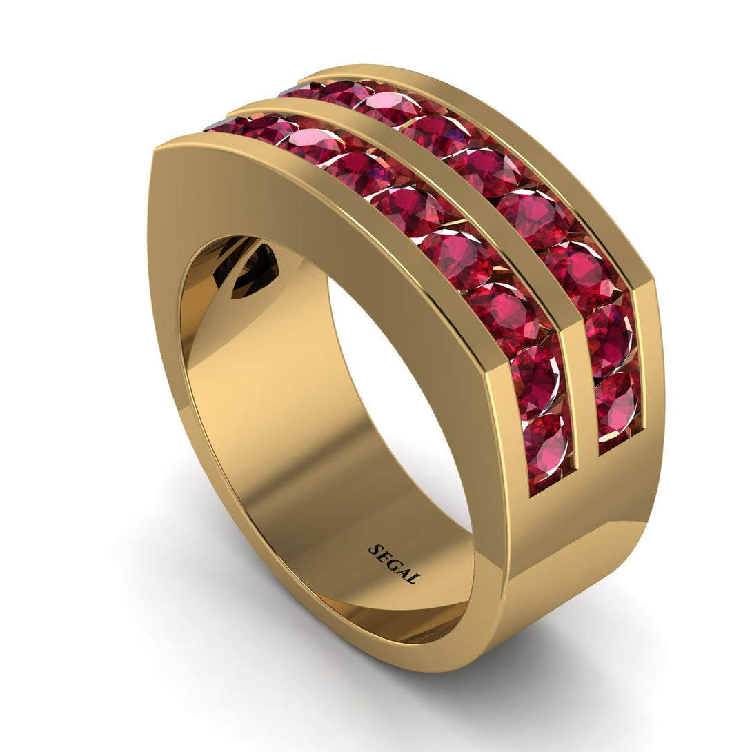Ruby Double Row Wedding Band - Kai No. 10