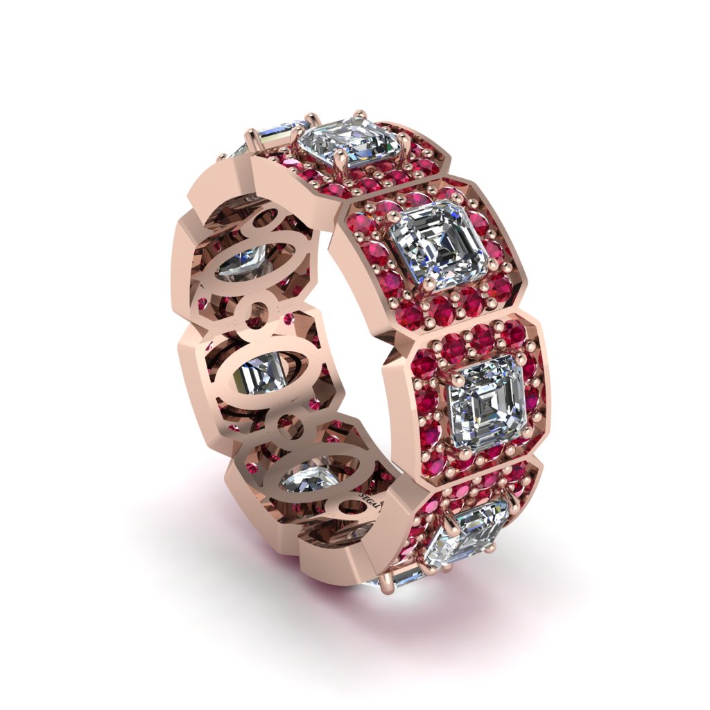 Emerald-Cut Diamond Eternity Wedding Ring - Fatima No. 47