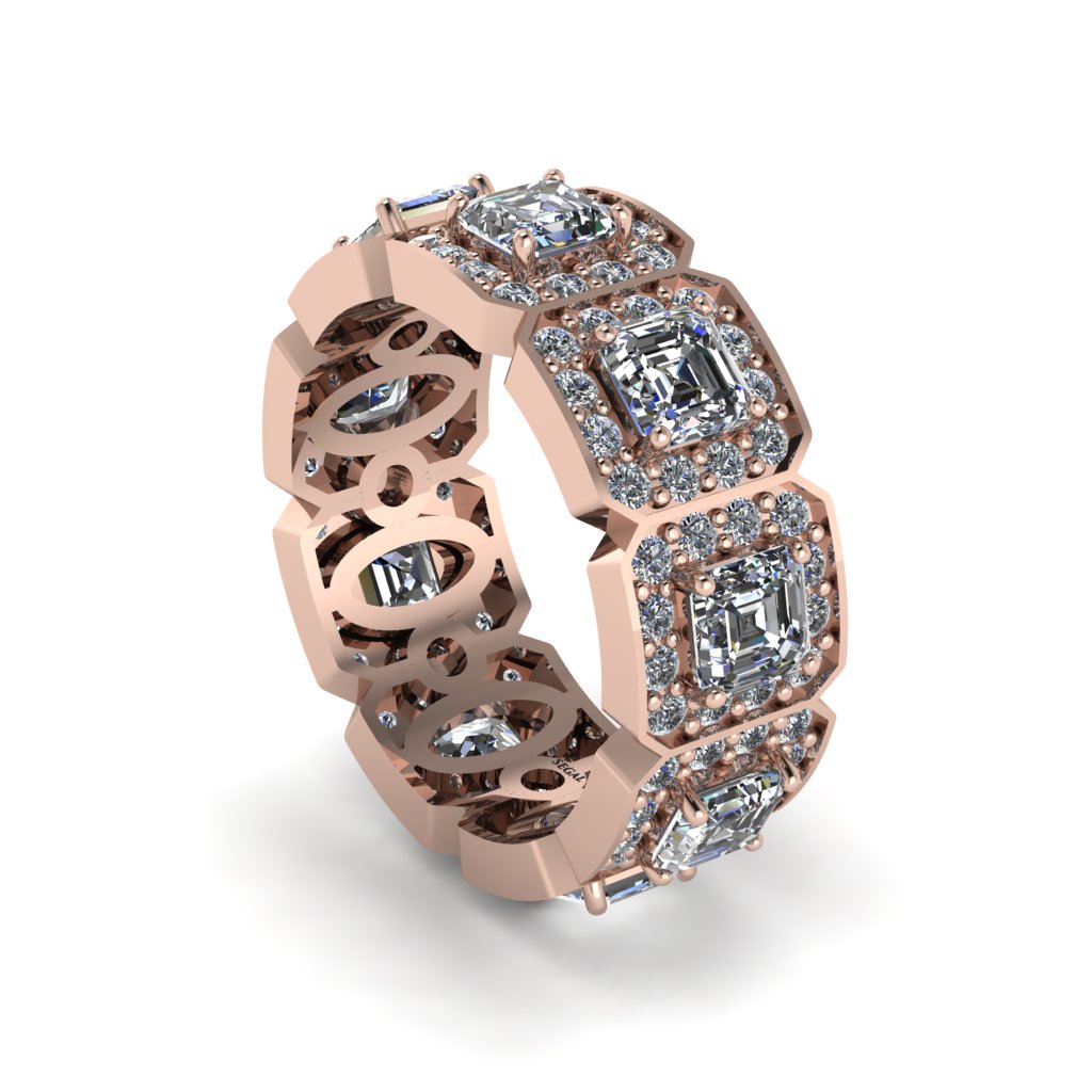 Emerald-Cut Diamond Eternity Wedding Ring - Fatima No. 2