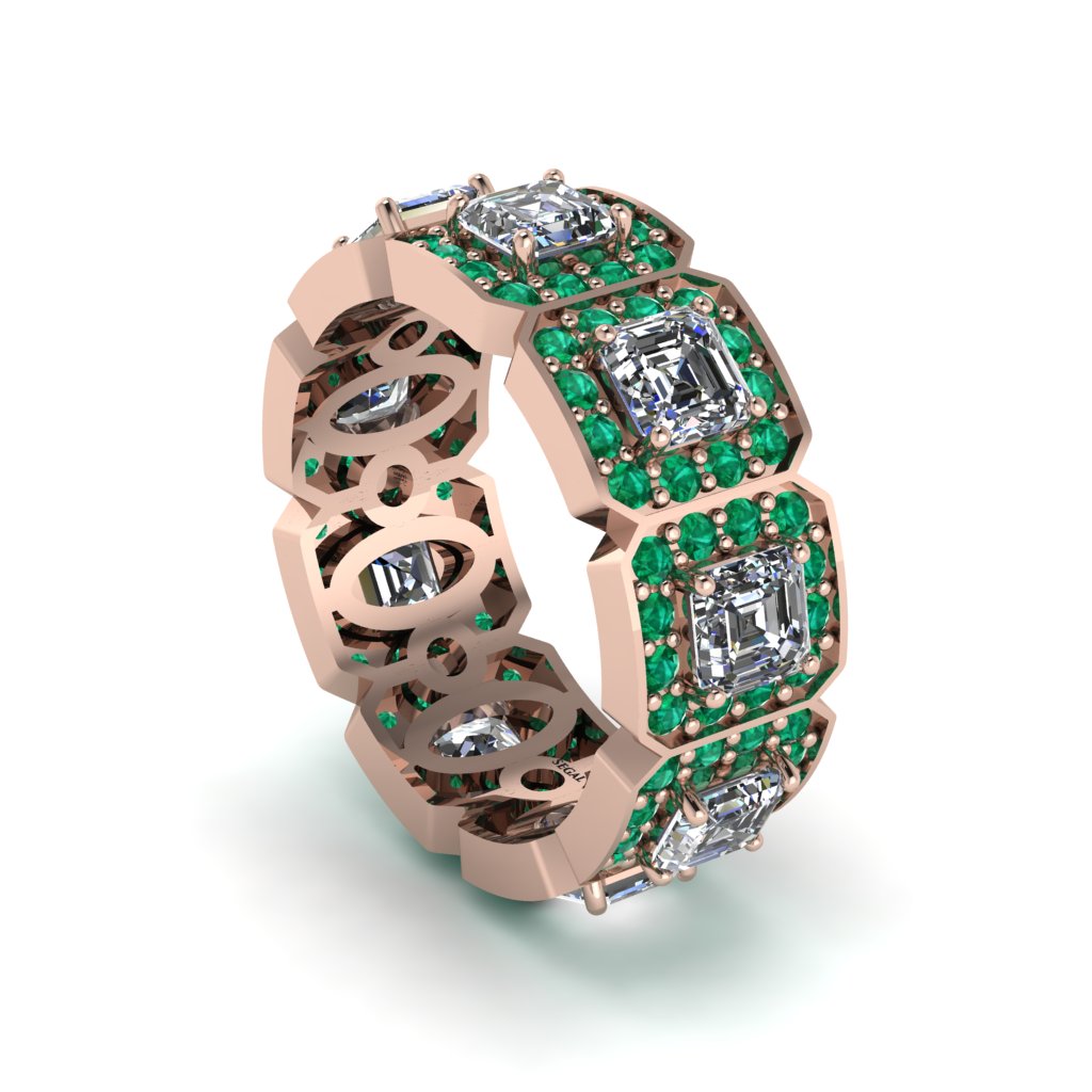 Emerald-Cut Diamond Eternity Wedding Ring - Fatima No. 17