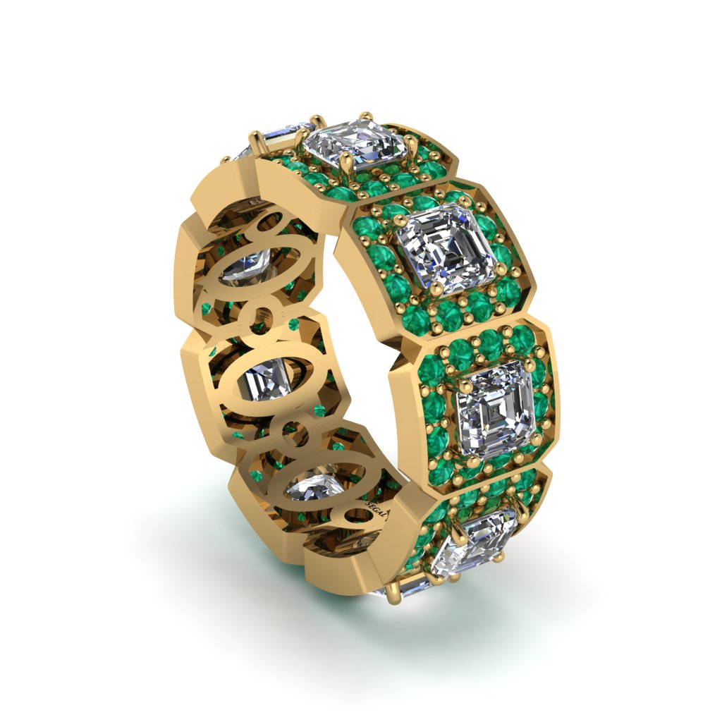 Emerald-Cut Diamond Eternity Wedding Ring - Fatima No. 16