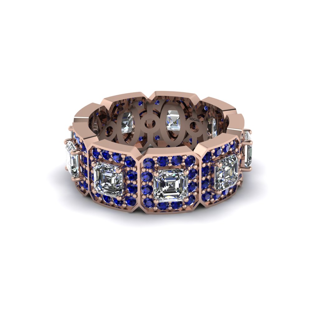 Emerald-Cut Diamond Eternity Wedding Ring - Fatima No. 62