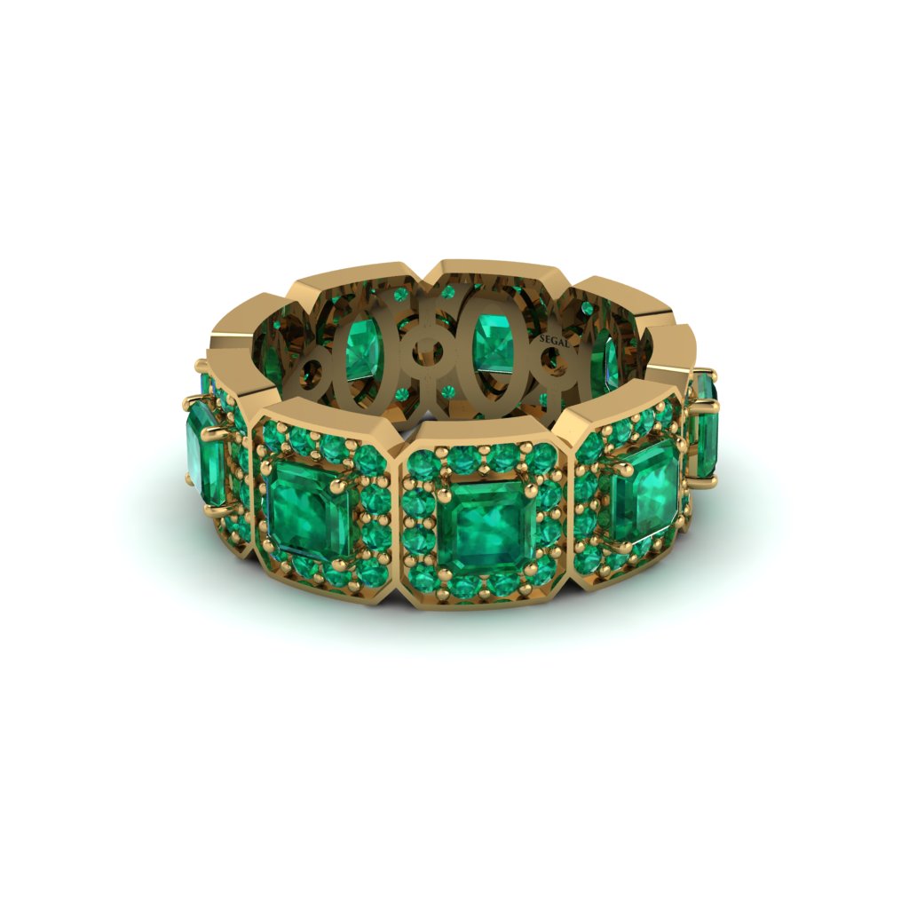 Emerald-Cut Emerald Eternity Wedding Ring - Fatima No. 19