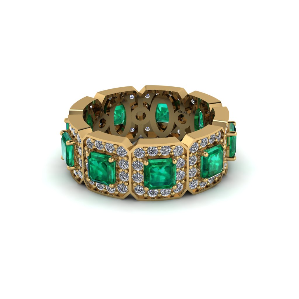 Emerald-Cut Emerald Eternity Wedding Ring - Fatima No. 4
