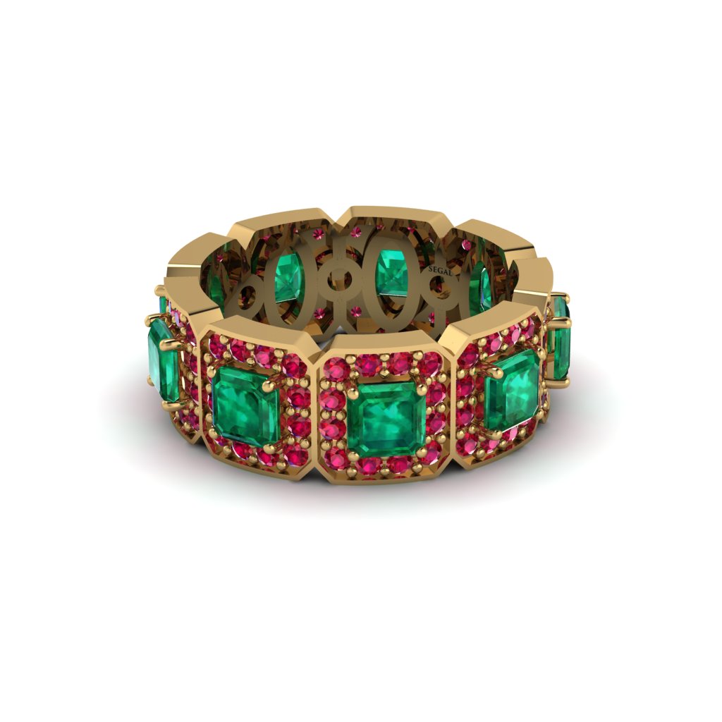 Emerald-Cut Emerald Eternity Wedding Ring - Fatima No. 49