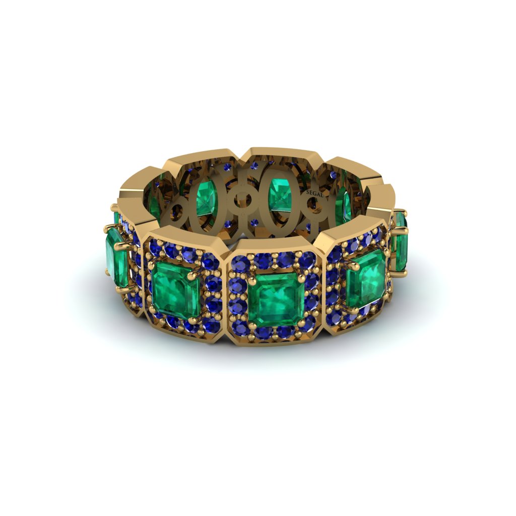 Emerald-Cut Emerald Eternity Wedding Ring - Fatima No. 64