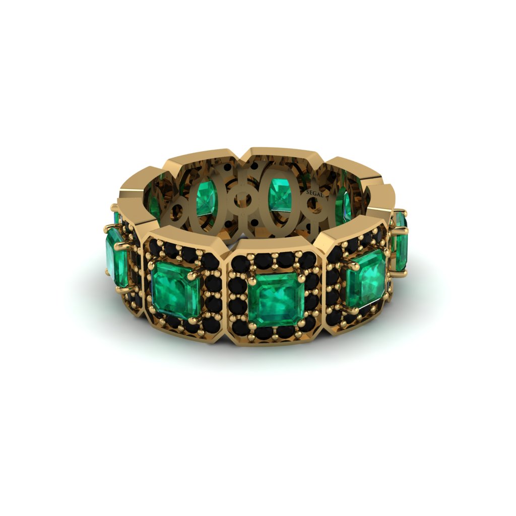 Emerald-Cut Emerald Eternity Wedding Ring - Fatima No. 34