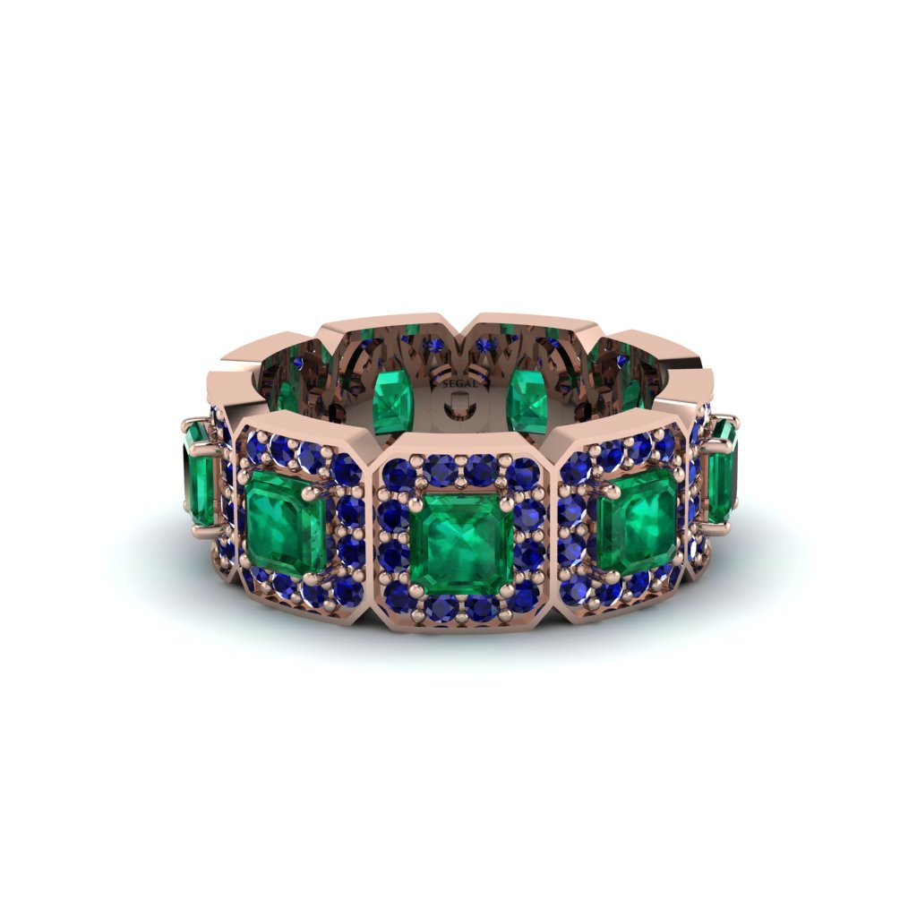 Emerald-Cut Emerald Eternity Wedding Ring - Fatima No. 65
