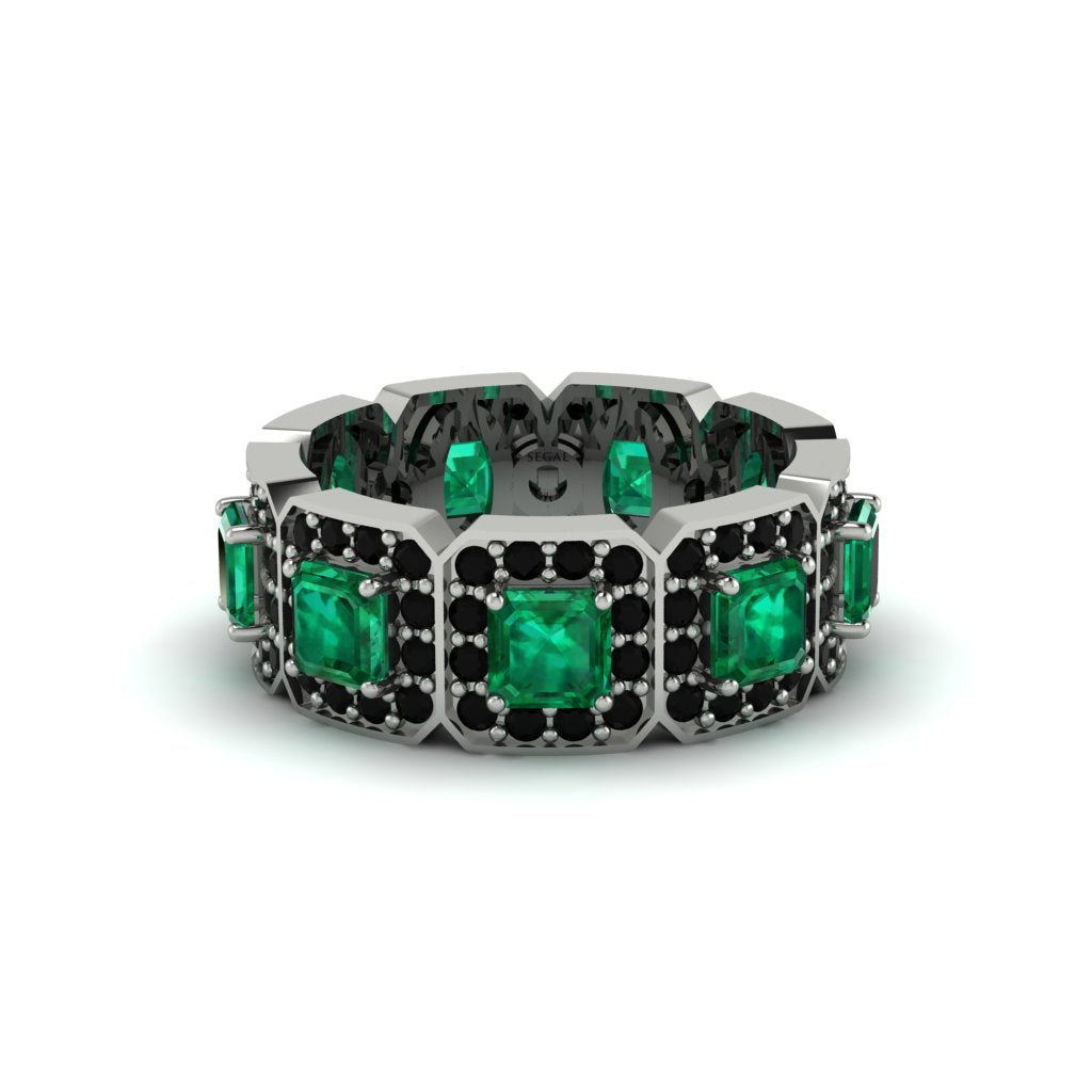 Emerald-Cut Emerald Eternity Wedding Ring - Fatima No. 36
