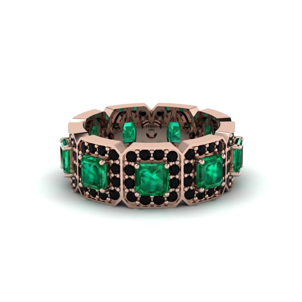 Emerald-Cut Emerald Eternity Wedding Ring - Fatima No. 35