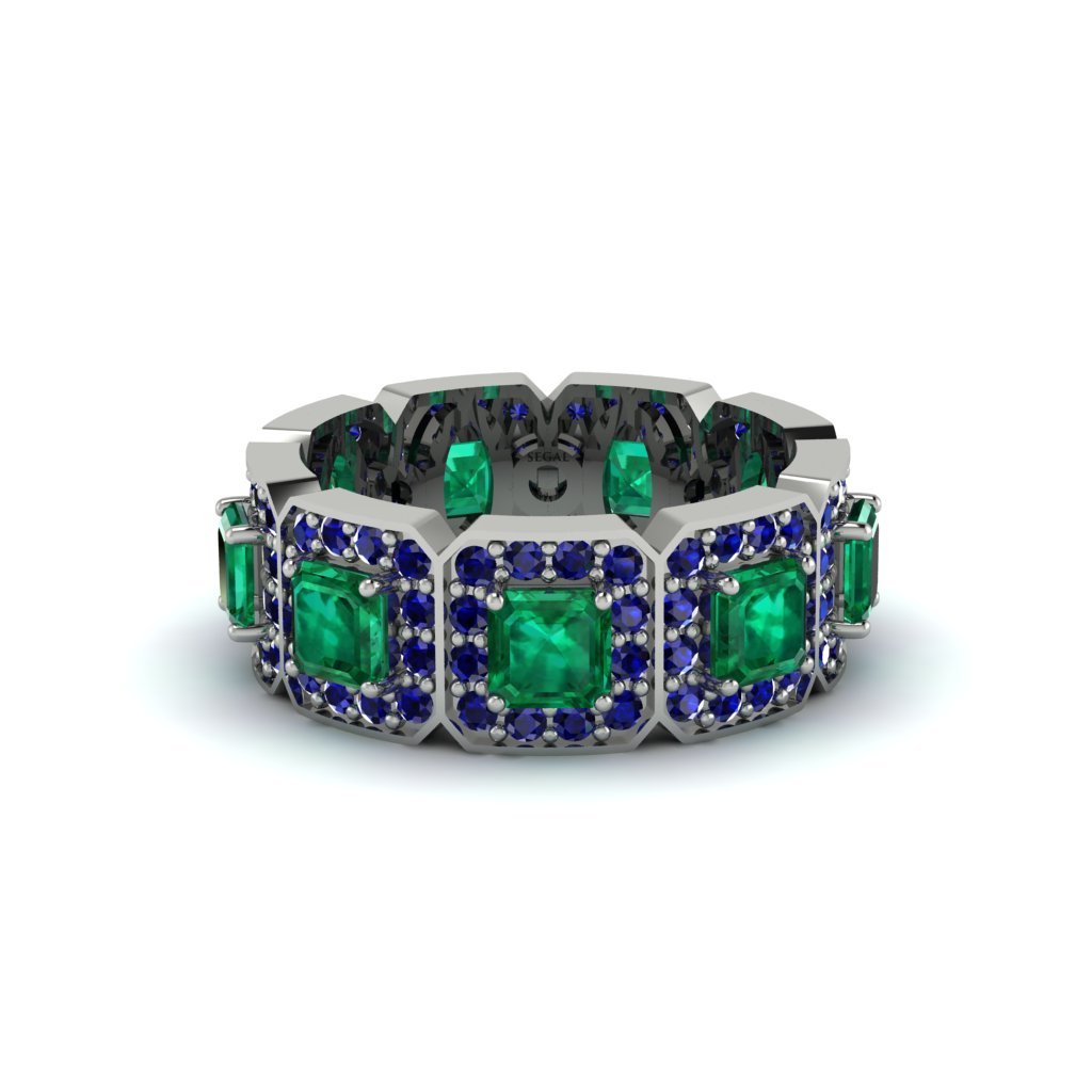 Emerald-Cut Emerald Eternity Wedding Ring - Fatima No. 66