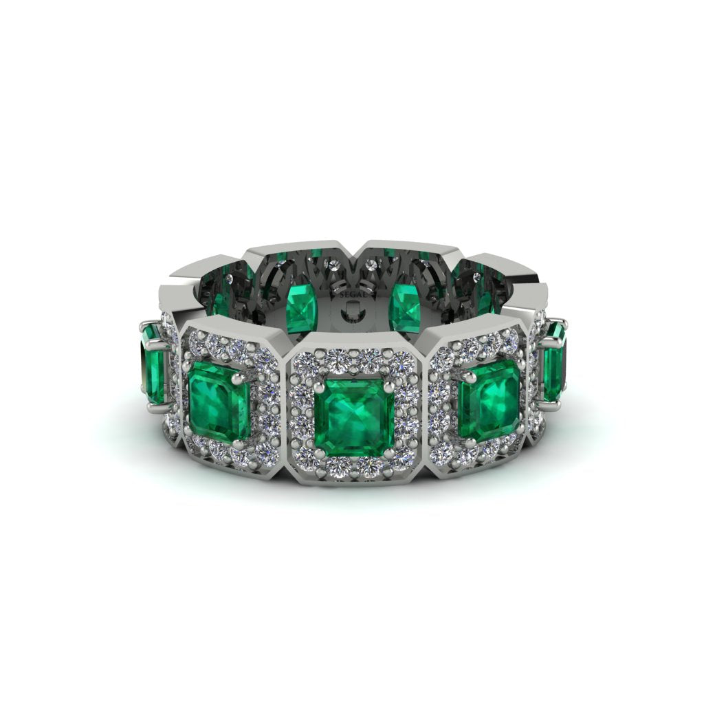 Emerald-Cut Emerald Eternity Wedding Ring - Fatima No. 6