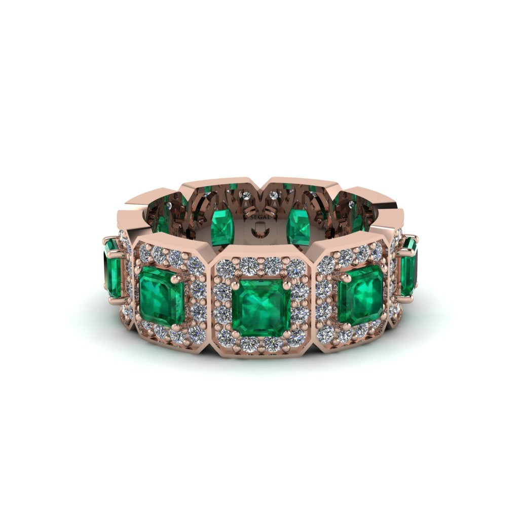 Emerald-Cut Emerald Eternity Wedding Ring - Fatima No. 5