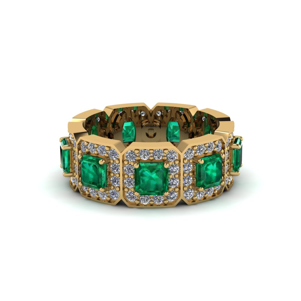Emerald-Cut Emerald Eternity Wedding Ring - Fatima No. 4