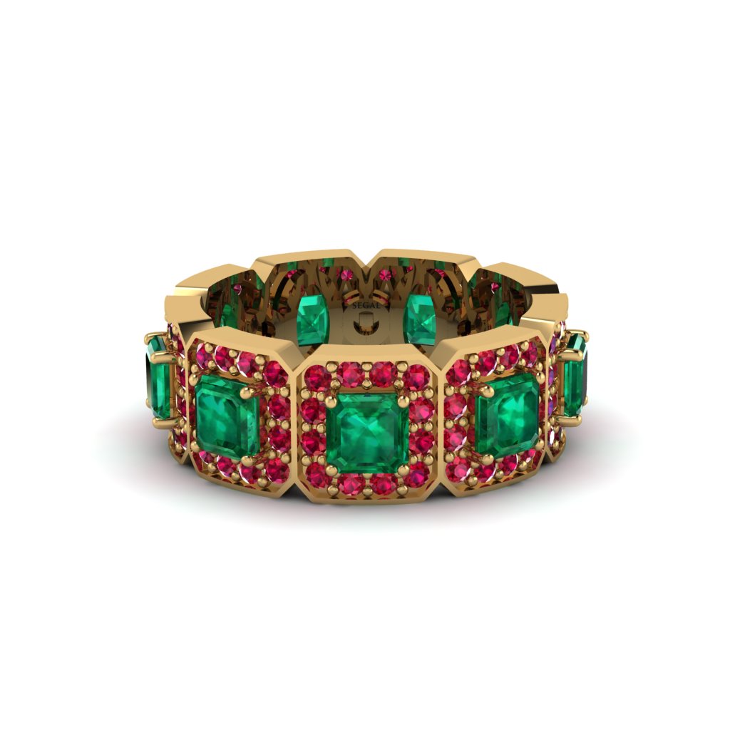 Emerald-Cut Emerald Eternity Wedding Ring - Fatima No. 49