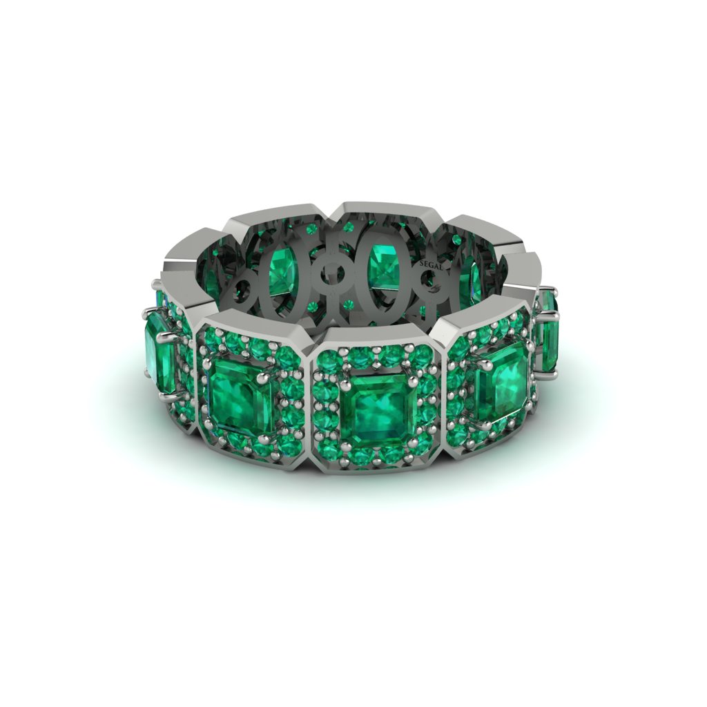 Emerald-Cut Emerald Eternity Wedding Ring - Fatima No. 21