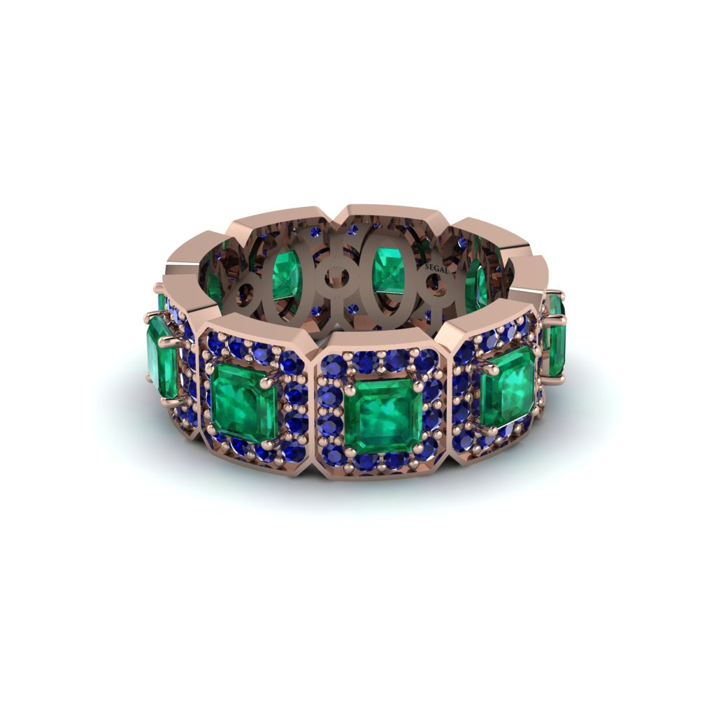 Emerald-Cut Emerald Eternity Wedding Ring - Fatima No. 65