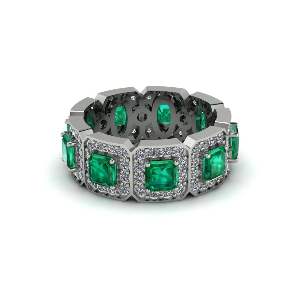 Emerald-Cut Emerald Eternity Wedding Ring - Fatima No. 6
