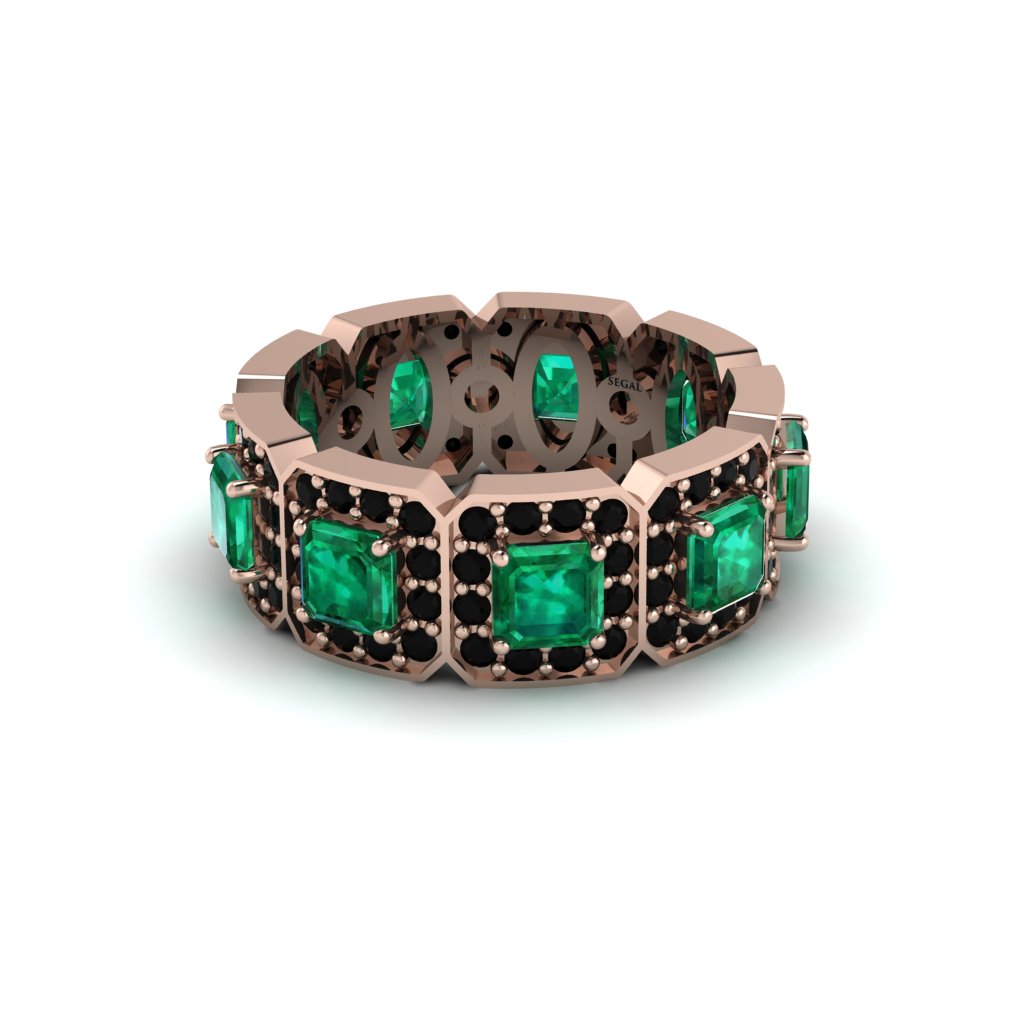 Emerald-Cut Emerald Eternity Wedding Ring - Fatima No. 35