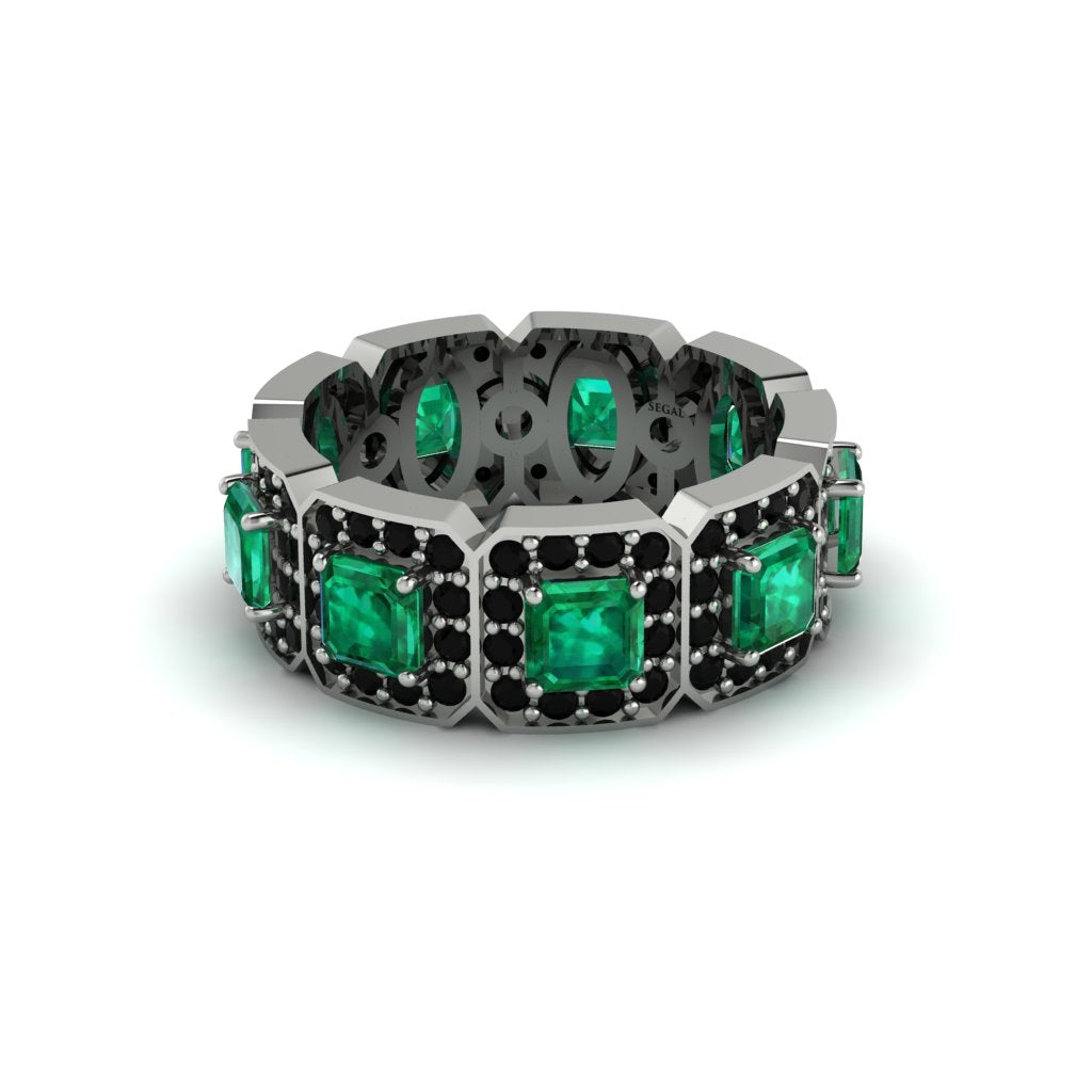 Emerald-Cut Emerald Eternity Wedding Ring - Fatima No. 36