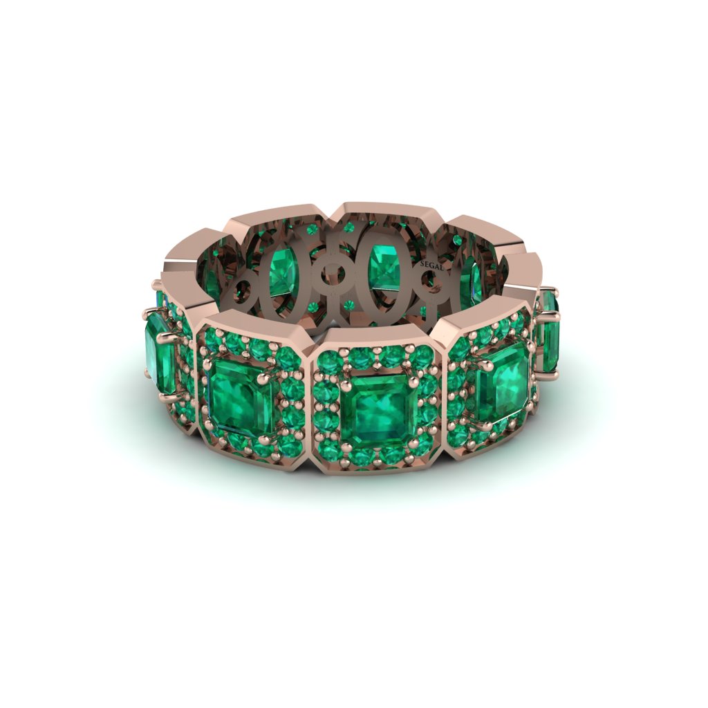 Emerald-Cut Emerald Eternity Wedding Ring - Fatima No. 20
