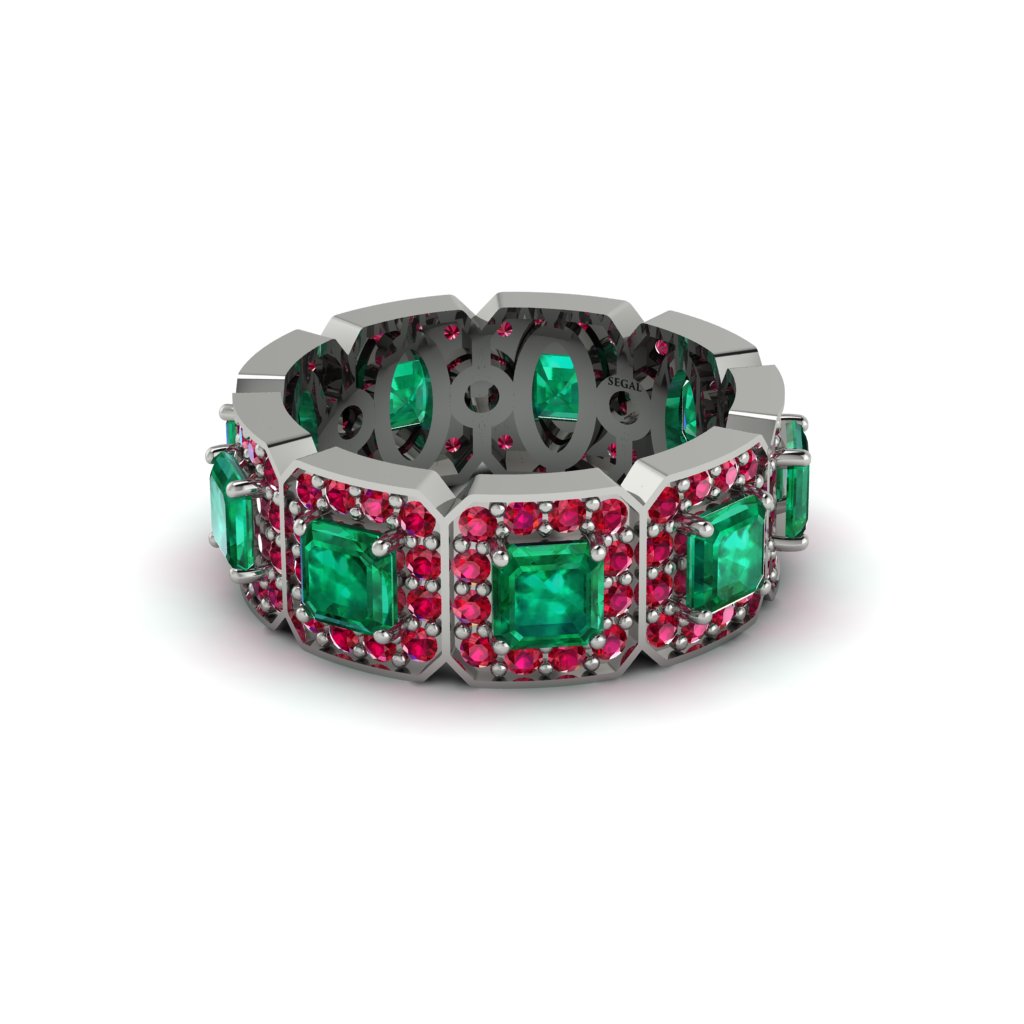 Emerald-Cut Emerald Eternity Wedding Ring - Fatima No. 51
