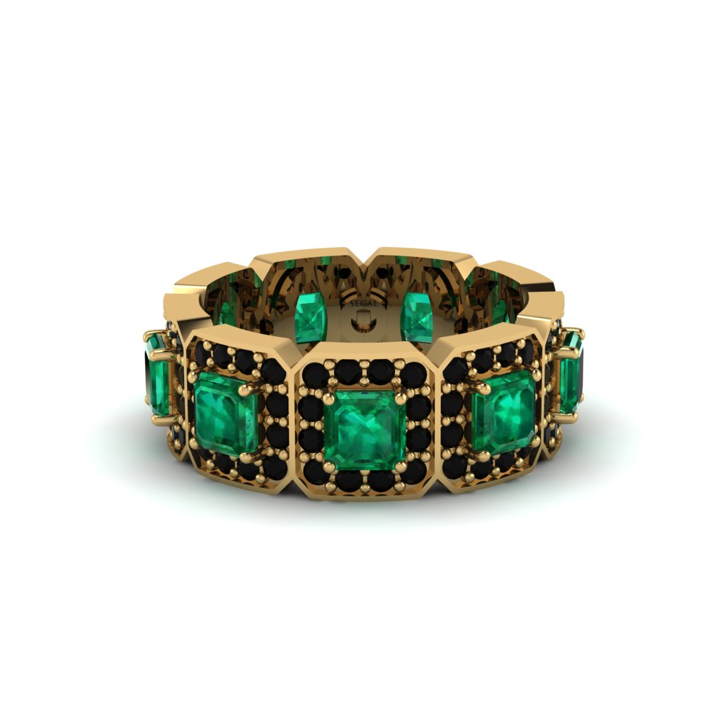 Emerald-Cut Emerald Eternity Wedding Ring - Fatima No. 34