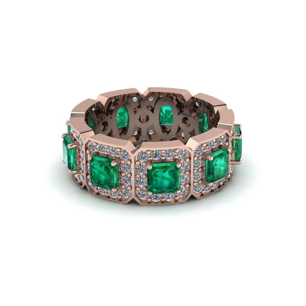 Emerald-Cut Emerald Eternity Wedding Ring - Fatima No. 5