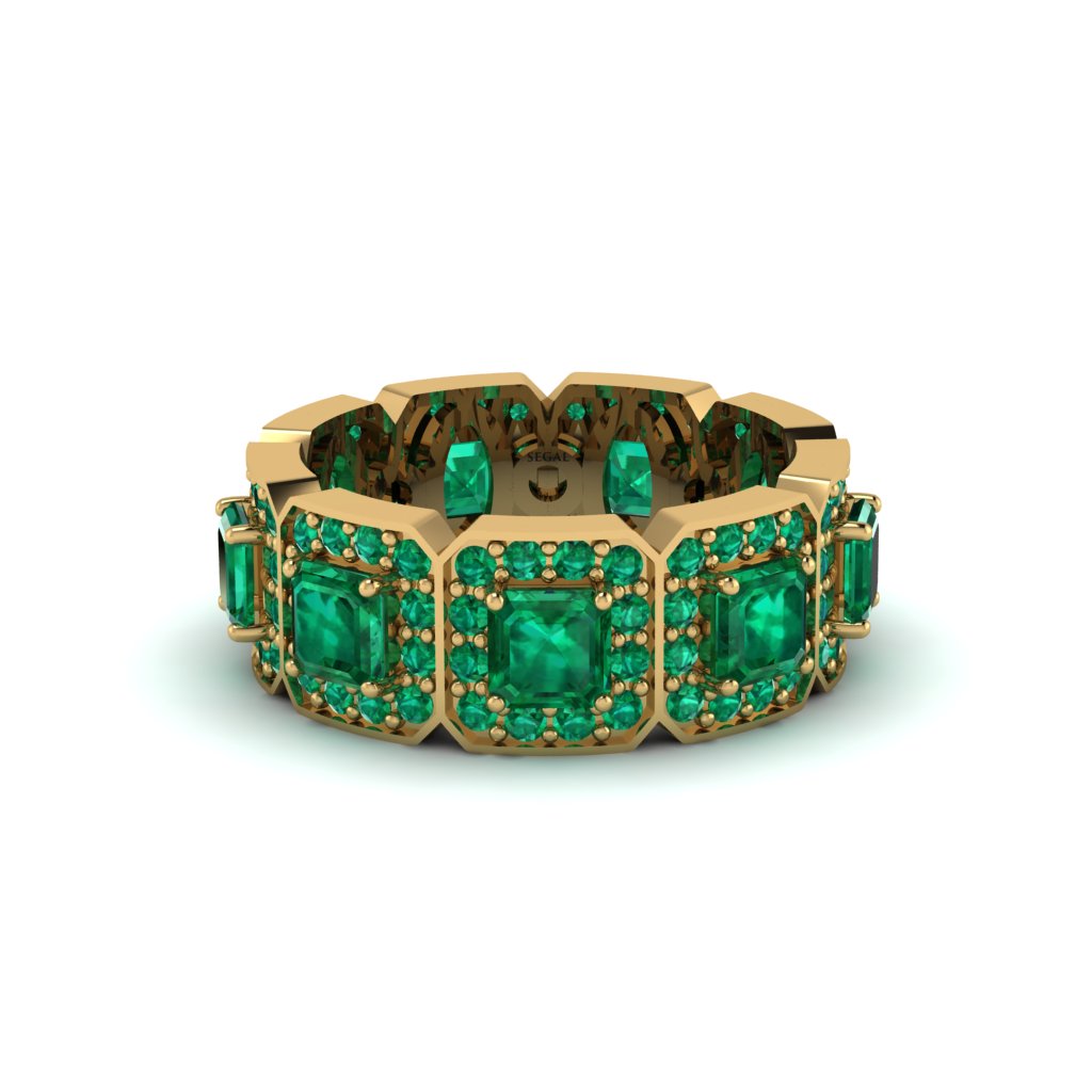 Emerald-Cut Emerald Eternity Wedding Ring - Fatima No. 19
