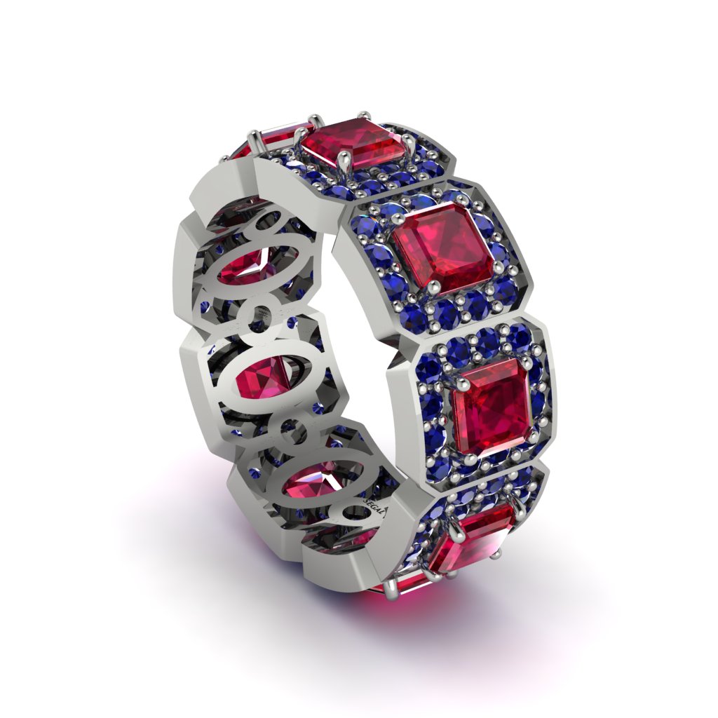 Emerald-Cut Ruby Eternity Wedding Ring - Fatima No. 72