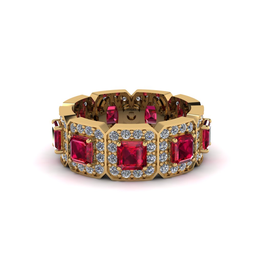 Emerald-Cut Ruby Eternity Wedding Ring - Fatima No. 10