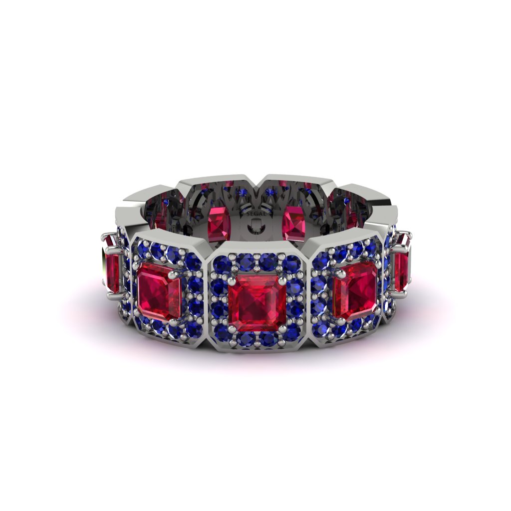 Emerald-Cut Ruby Eternity Wedding Ring - Fatima No. 72