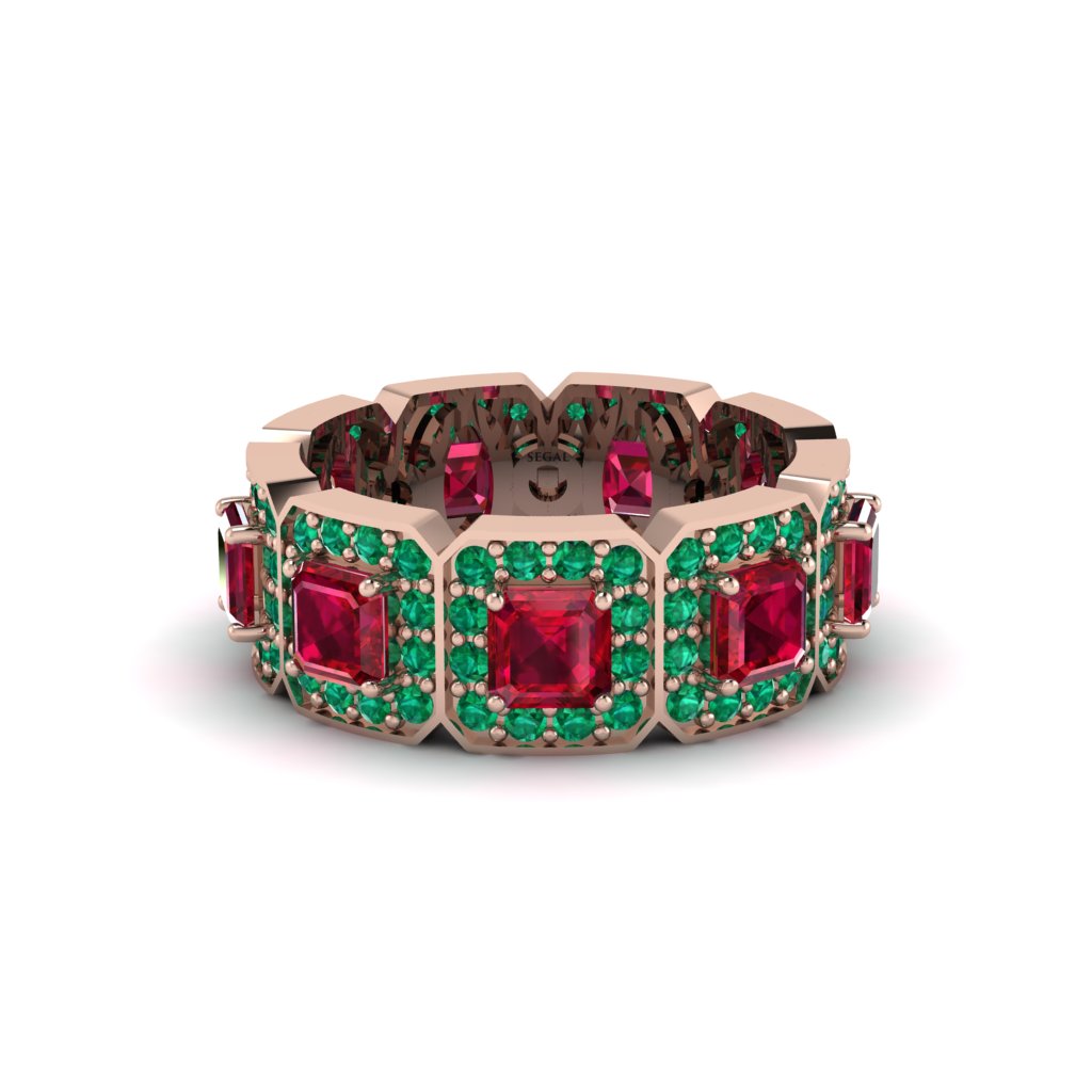 Emerald-Cut Ruby Eternity Wedding Ring - Fatima No. 26