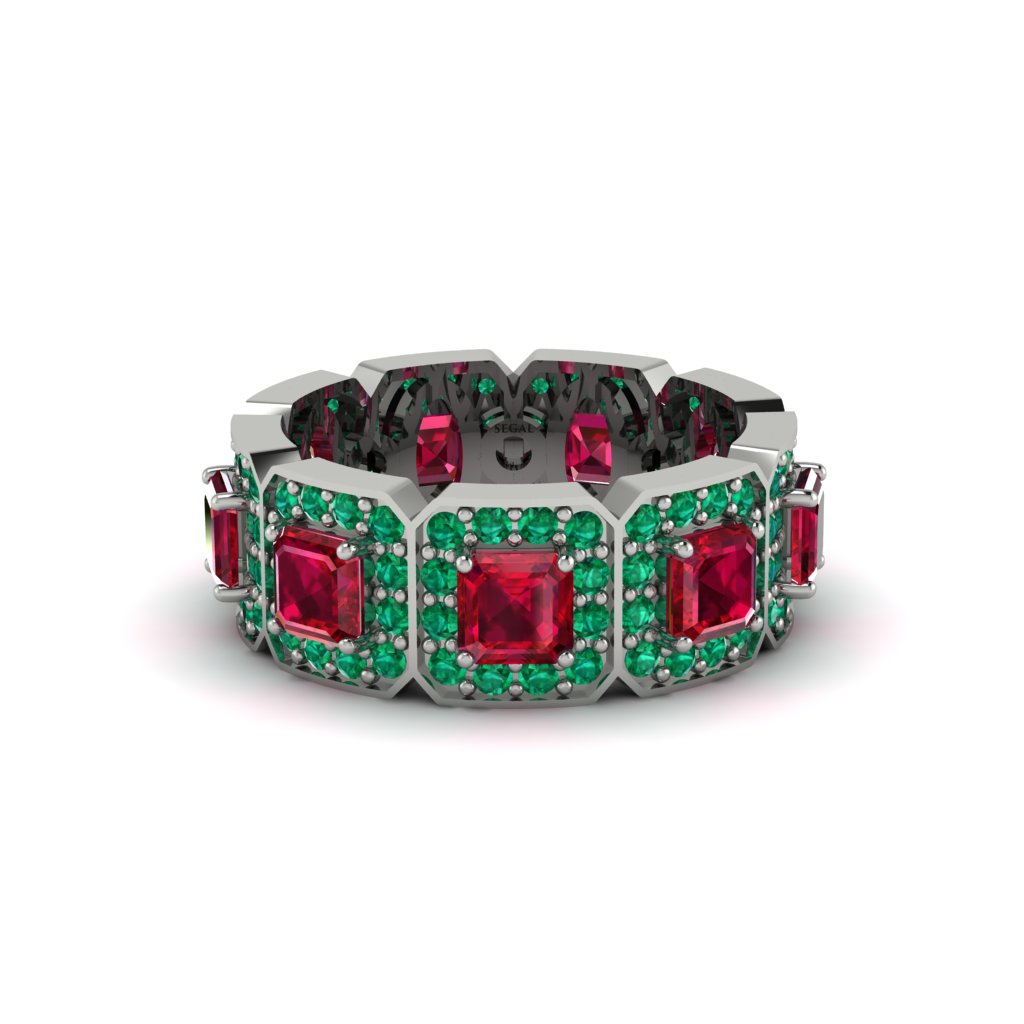 Emerald-Cut Ruby Eternity Wedding Ring - Fatima No. 27