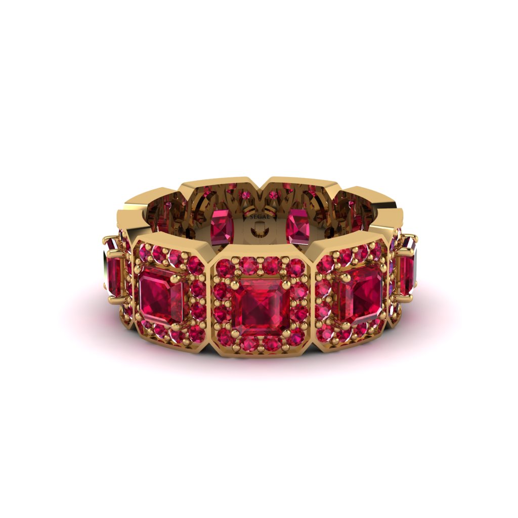 Emerald-Cut Ruby Eternity Wedding Ring - Fatima No. 55