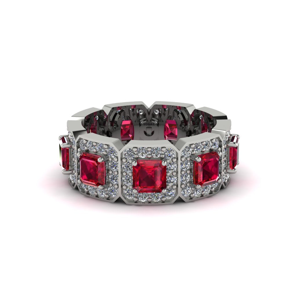 Emerald-Cut Ruby Eternity Wedding Ring - Fatima No. 12