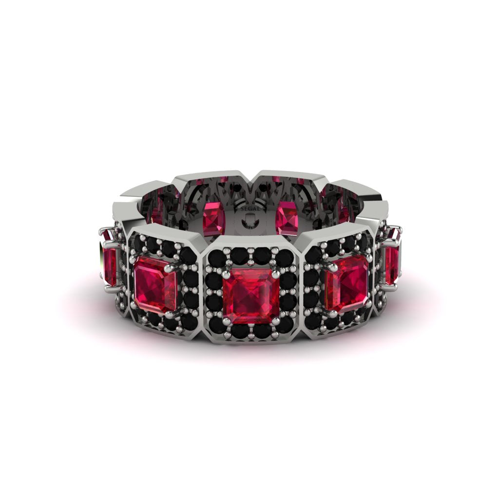 Emerald-Cut Ruby Eternity Wedding Ring - Fatima No. 42
