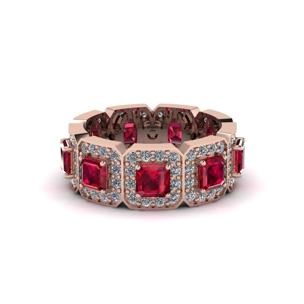 Emerald-Cut Ruby Eternity Wedding Ring - Fatima No. 11