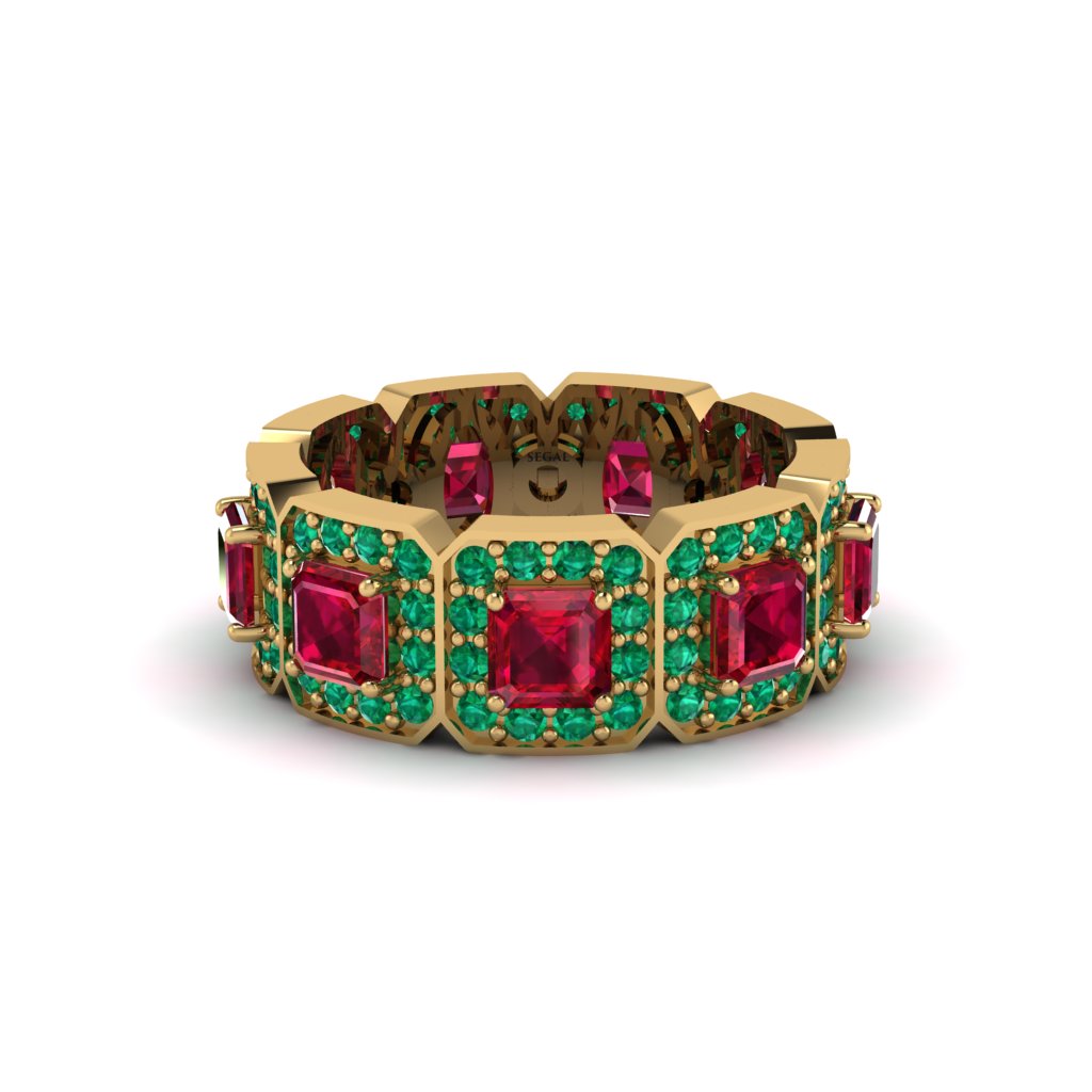 Emerald-Cut Ruby Eternity Wedding Ring - Fatima No. 25
