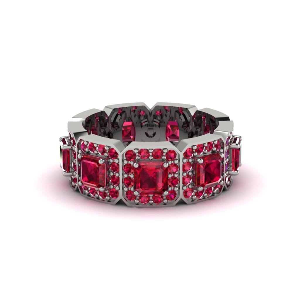 Emerald-Cut Ruby Eternity Wedding Ring - Fatima No. 57