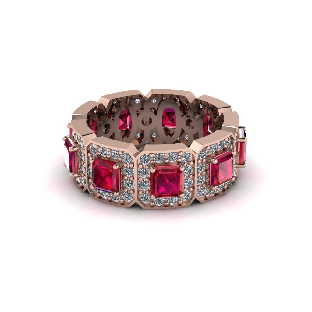 Emerald-Cut Ruby Eternity Wedding Ring - Fatima No. 11