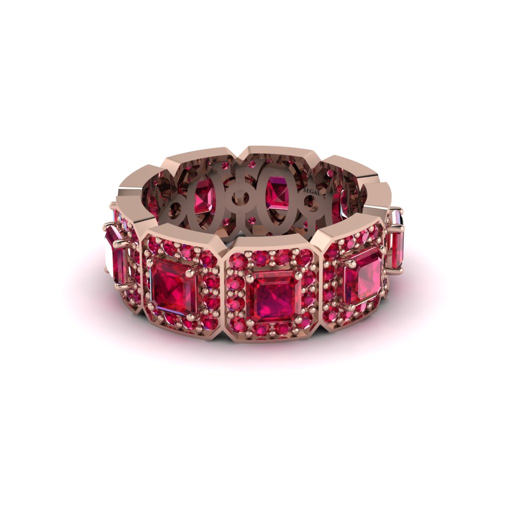 Emerald-Cut Ruby Eternity Wedding Ring - Fatima No. 56