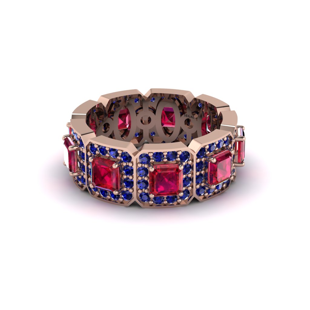 Emerald-Cut Ruby Eternity Wedding Ring - Fatima No. 71